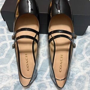 Coach Black Patent Leather Flats